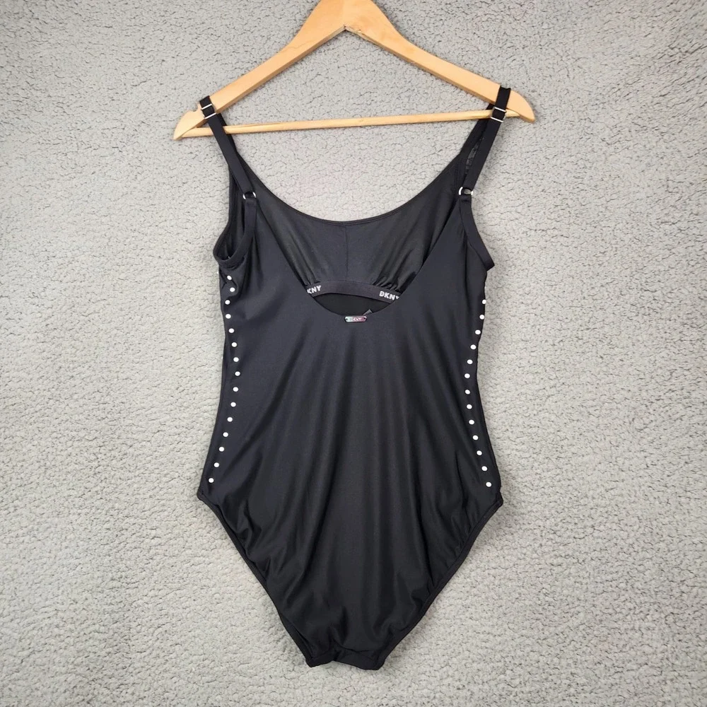 DKNY‎ swimsuit one piece Womens Size 6 Black Studded Pearls - Picture 2 of 5